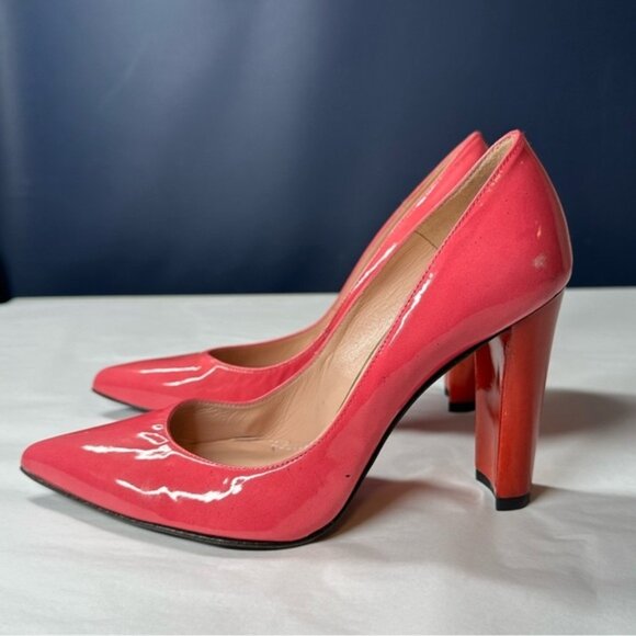 Stuart Weitzman Pink ; Red Patent Leather Pumps Size 6 - Picture 3 of 15